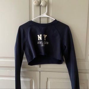 abercrombie and fitch navy cropped sweatshirt s